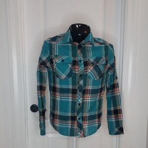 O'Neill Blue Plaid Button Up Shirt Size Small